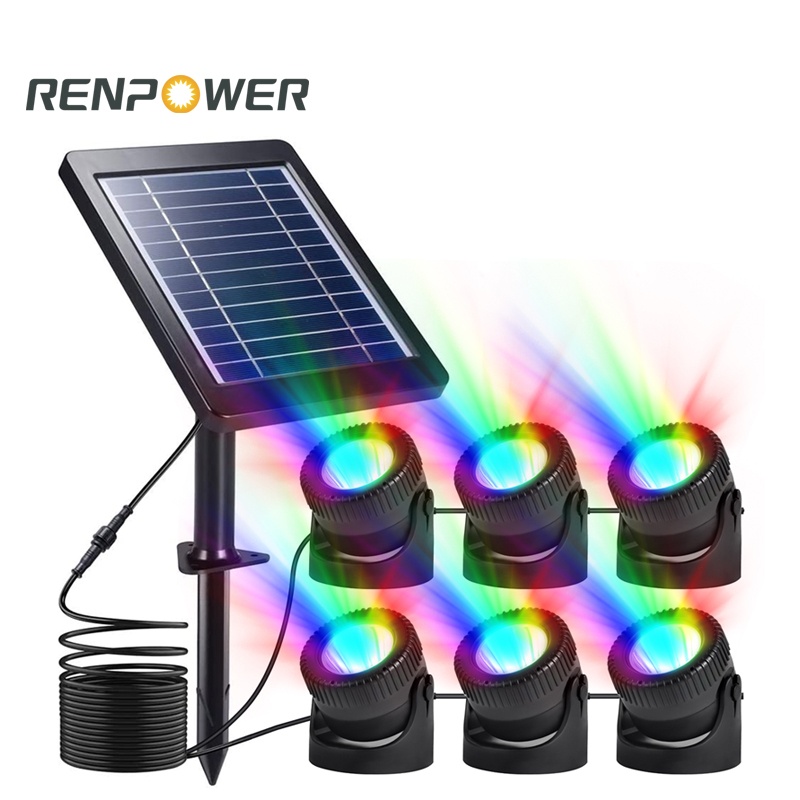Đèn LED năng lượng mặt trời mới IP68 Đèn màu năng lượng mặt trời dưới nước ngoài trời
